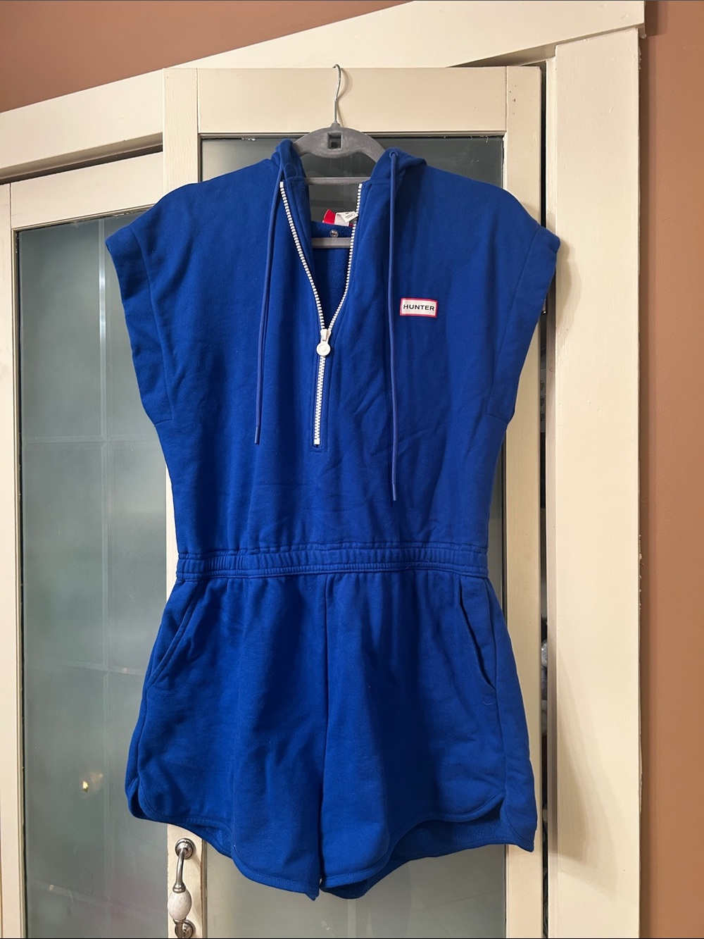 Hunter Royal Blue Hooded Short Romper